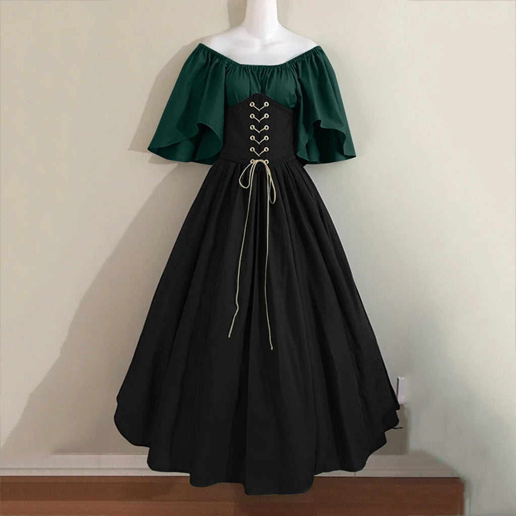 UPPADA Vestidos De Feria Renacentista Para Mujeres Medievales Irlandeses Tradicionales Talla Grande Vestidos Con Volantes Sobre Vestido Corsé Retro Vestido De Cosplay