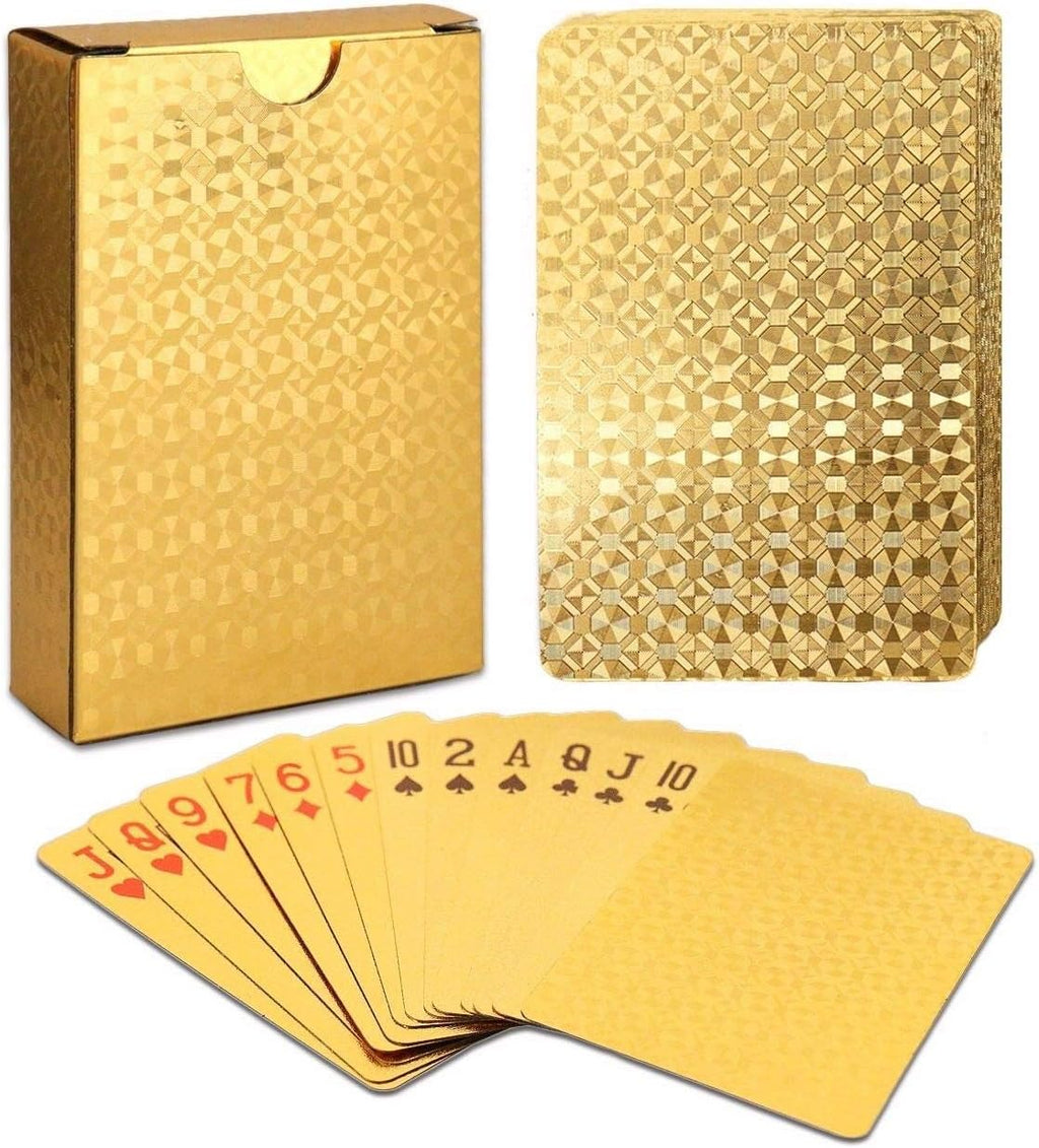 Deck of Cards, Gold Deck of Cards, Gold Playing Cards, Gold Waterproof Playing Cards, Waterproof Playing Cards, Poker Cards, Deck of Waterproof Cards, Washable Flexible, Use for Party and Game