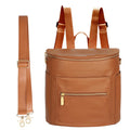Small Diaper Bag Mini Diaper Bag by , Leather Diaper Bag Backpack with 13 Diaper Bag Organizers,2 Insulated Pockets, and Shoulder Strap(Brown)