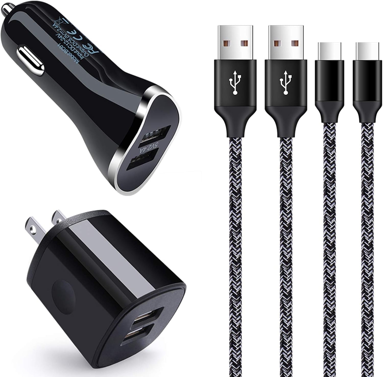 USB Type C Charger Cable for Samsung Galaxy A17 A16 A35 A26 A36 A56 A15 A25 A55 S25 Ultra A14 A54 A13 A23 A53 A32 S23 S22 S21 S20 S10E S10,Android Phone Car Charger Wall Adapter+Fast Charging Cord 6FT
