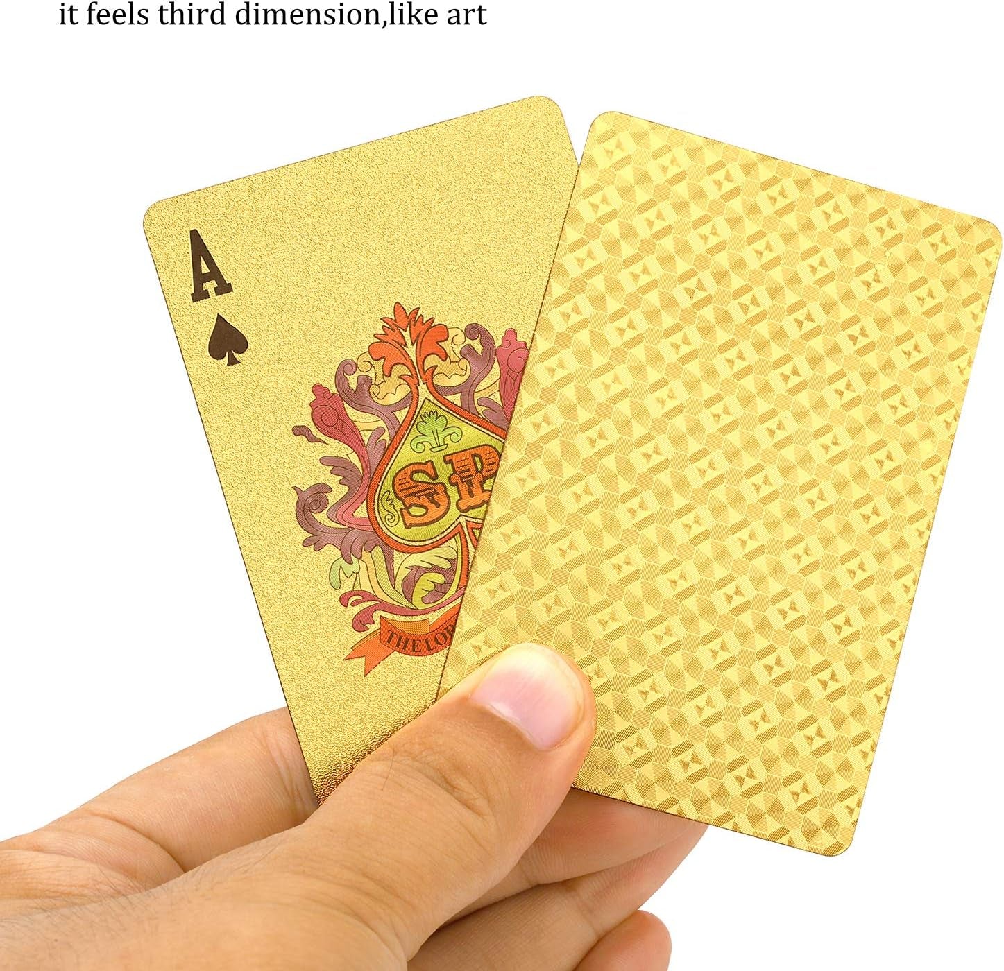 Deck of Cards, Gold Deck of Cards, Gold Playing Cards, Gold Waterproof Playing Cards, Waterproof Playing Cards, Poker Cards, Deck of Waterproof Cards, Washable Flexible, Use for Party and Game
