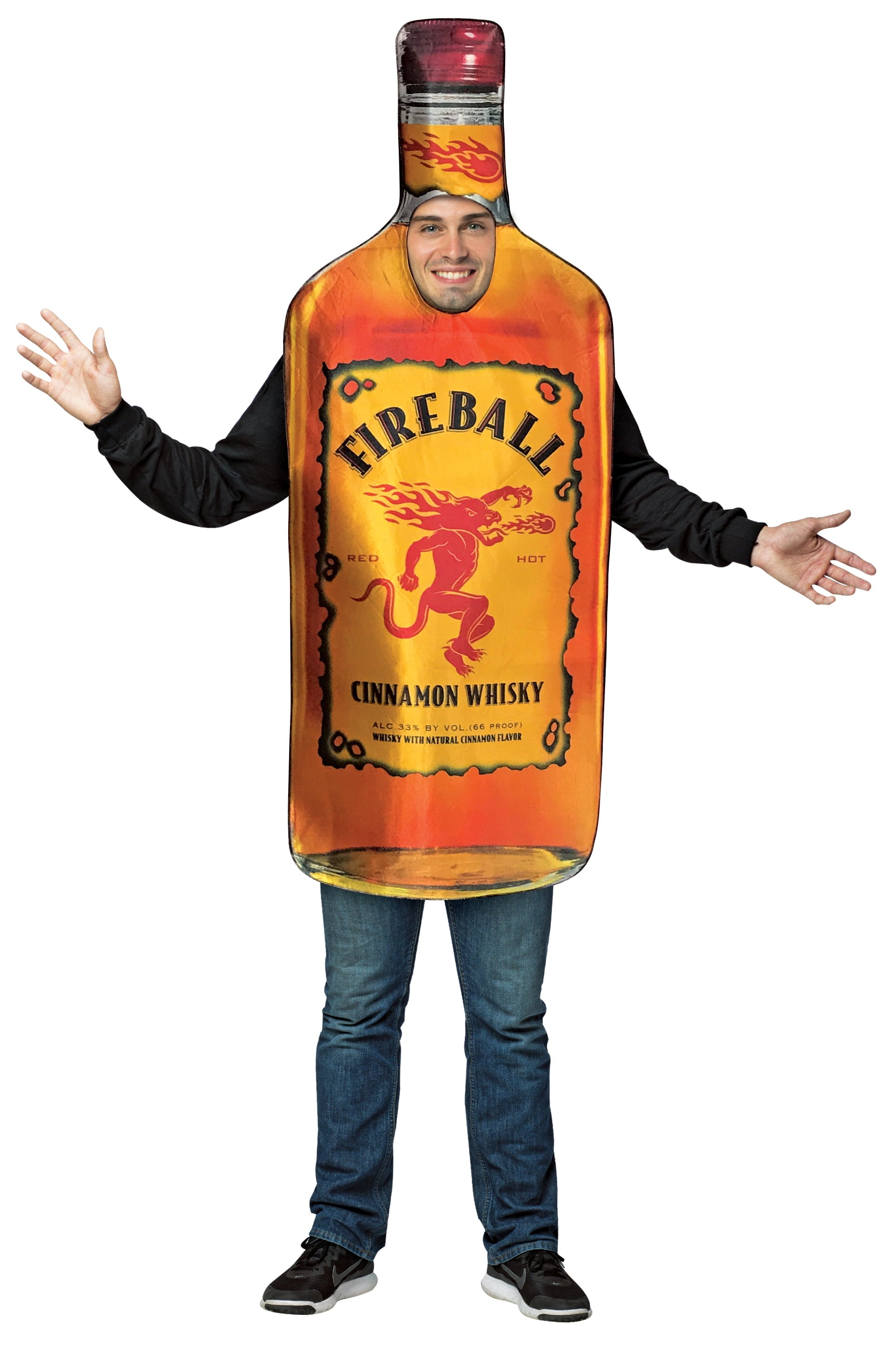 Fireball Botella Disfraz De Halloween Para Hombre Y Mujer Adulto Talla Única, Naranja