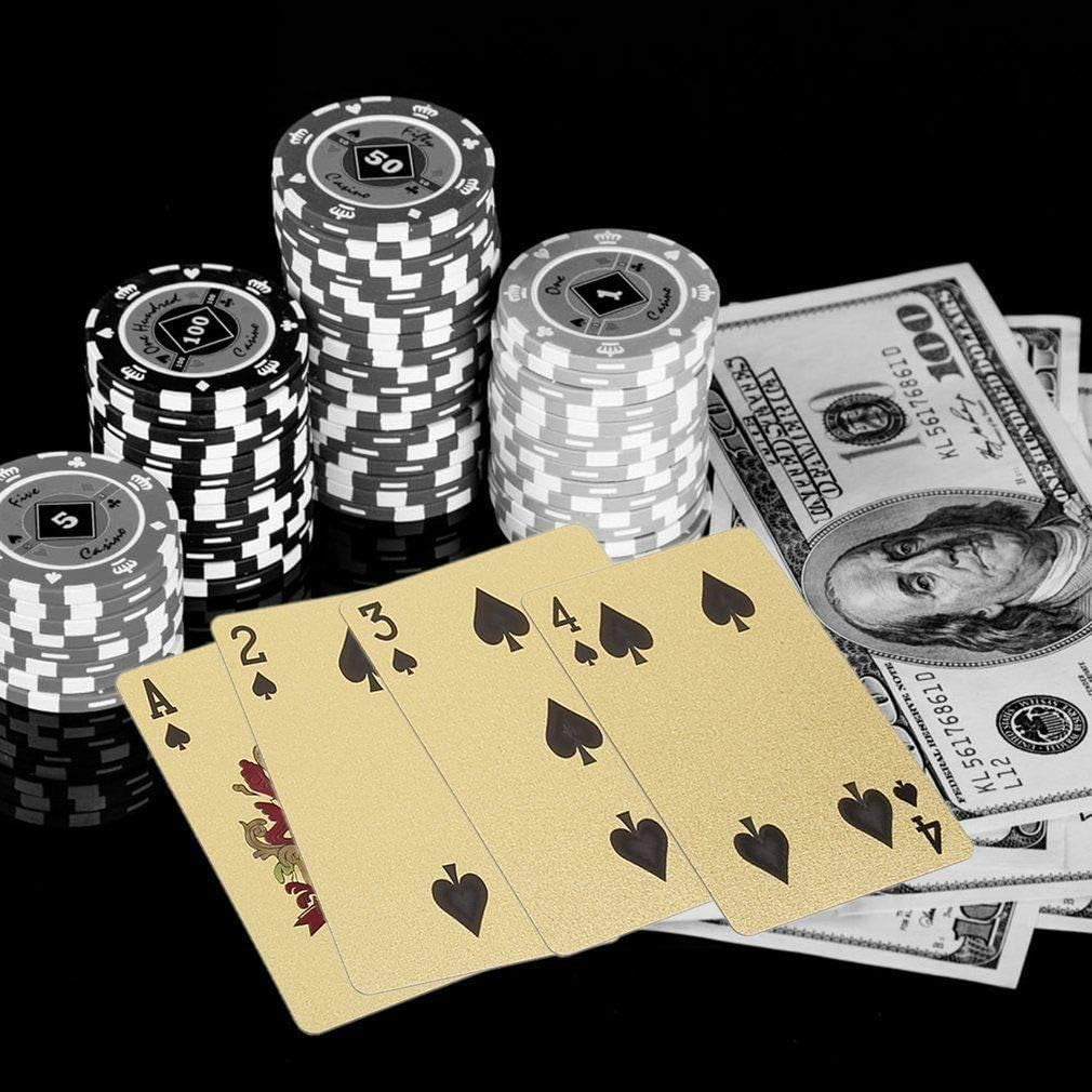 Deck of Cards, Gold Deck of Cards, Gold Playing Cards, Gold Waterproof Playing Cards, Waterproof Playing Cards, Poker Cards, Deck of Waterproof Cards, Washable Flexible, Use for Party and Game